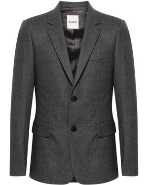 Sandro Notched-Lapel Single-Breasted Wool Blazer - Black