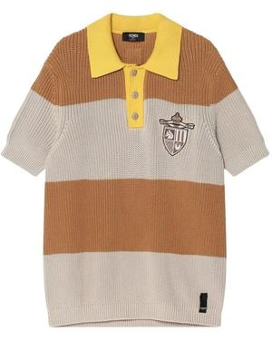 Fendi Striped Polo Shirt - Grey