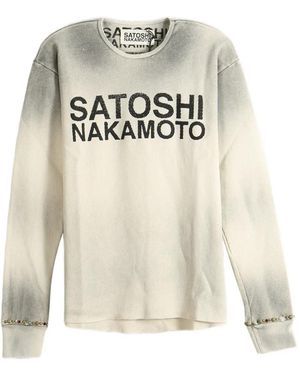 Satoshi Nakamoto Gradient-Effect Logo-Print Sweatshirt - White