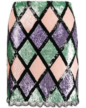 Blumarine Argyle Pattern Sequin Skirt - Black