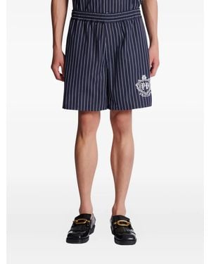 Balmain Bestickte Shorts mit Nadelstreifen - Blau