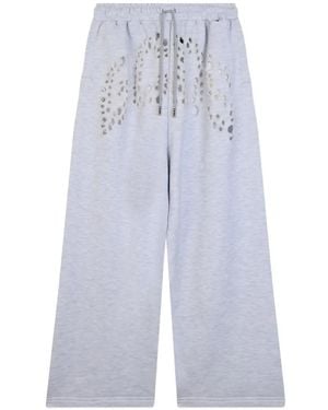 Gcds Logo-Laser-Cut Track Pants - Blue