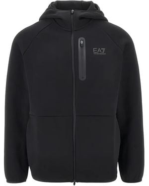 EA7 Natural Ventus 7Logo-Print Zip-Up Hoodie - Black