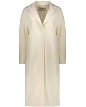 Herno Notched-Collar Single-Breasted Coat - White