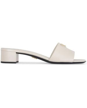 Prada Mules Mit Triangel-Logo 35Mm - Weiß