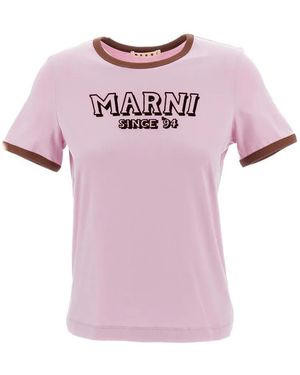 Marni Cotton Knit T-Shirt - Pink