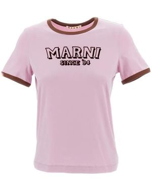 Marni Cotton Knit T-Shirt - Pink
