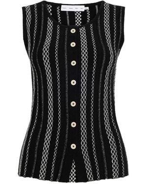 Proenza Schouler Alyna Textured Knit Button Vest - Black