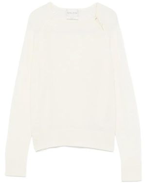 forte_forte Pullover Mit Raglanärmeln Und Knopfdetail - Weiß
