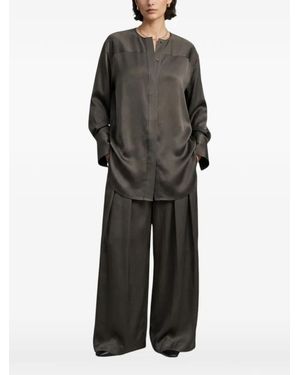 Uma Wang Button-Up Collarless Shirt - Black