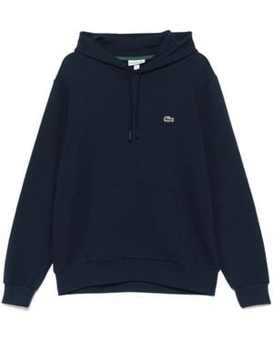 Lacoste Logo-Embroidered Hoodie - Blue