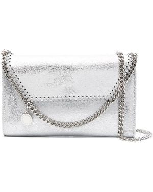 Stella McCartney Falabella Wallet Metallic-Finish Crossbody Bag - White