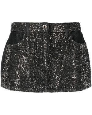 Patrizia Pepe Crystal-Embellished Denim Skirt - Black