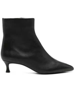 Unisa Pointed-Toe Leather Ankle Boots - Black