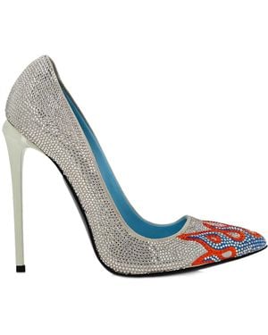 Philipp Plein 120Mm Rhinestone-Embellished Suede Pumps - Blue