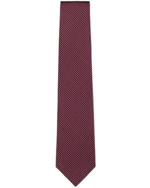 Isaia Geometric-Pattern Tie - Purple