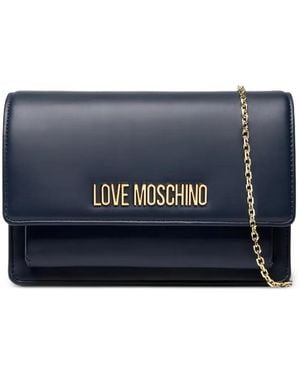 Love Moschino Logo-Plaque Chain-Strap Clutch Bag - Blue