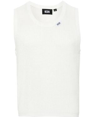 Gcds Waffle-Knit Sleeveless Jumper - White