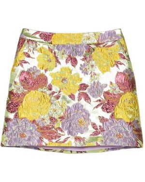 Elie Saab Floral-Brocade A-Line Skirt - Grey