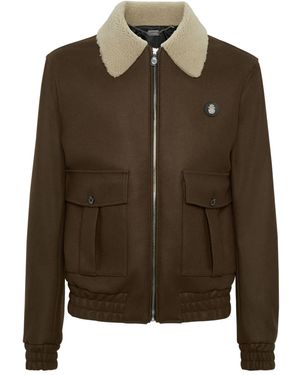 Billionaire Shearling-Collared Wool Jacket - Brown