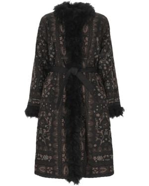 Antik Batik Sando Faux-Fur-Trim Single-Breasted Coat - Black