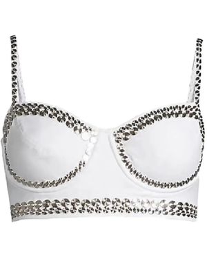 Norma Kamali Top de bikini con apliques - Blanco