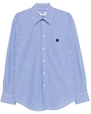 MSGM Striped Logo Shirt - Blue