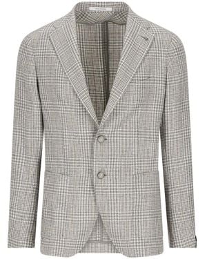 Tagliatore Checked buttoned blazer - Grau