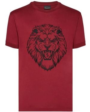 Billionaire Lion-Embroidered Crew-Neck T-Shirt