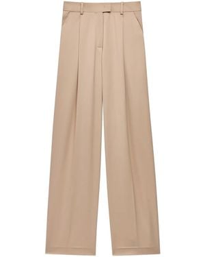 Another Tomorrow Pleated Merino-Wool Trousers - Natural
