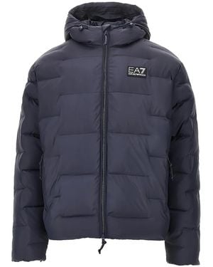 EA7 Logo-Patch Quilted Jacket - Blue
