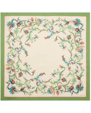 Etro Circular Floral Motif Silk Scarf - Metallic