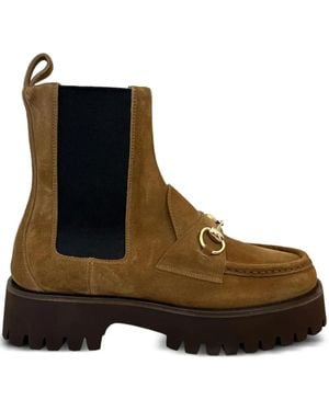 Gucci Botas chelsea Horsebit con plataforma - Marrón