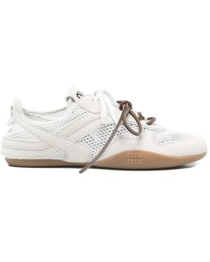 Miu Miu Mesh Lace-Up Trainers - White