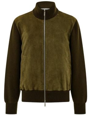 Ferragamo Knitted-Panel Bomber Jacket - Green