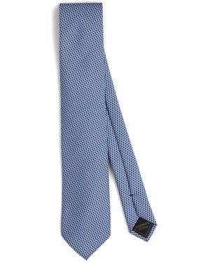 Brioni Geometric-Print Tie And Pocket Square Set - Blue