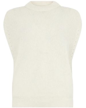 Peserico Ribbed-Knit Sequin-Embellished Vest - White