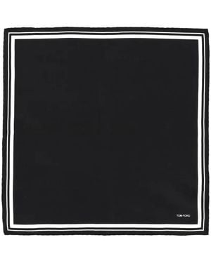 Tom Ford Fular con borde a rayas - Negro