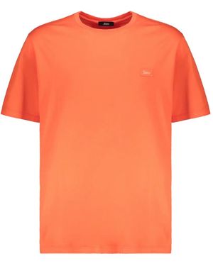 Herno Round-Neck Cotton T-Shirt - Orange