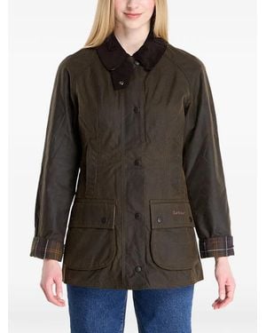 Barbour Veste Cirée À Col En Velours Côtelé - Brown