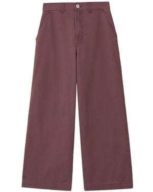 Chocoolate Elasticated-Waist Cotton Wide-Leg Jeans - Purple