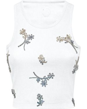 Philipp Plein Flowers Tank Top - White