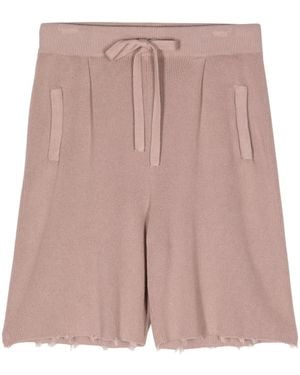 Laneus Raw-Edge Cotton Shorts - Pink