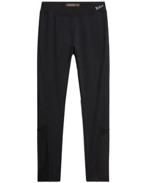 Woolrich Logo-Print Mesh-Panel Leggings - Black