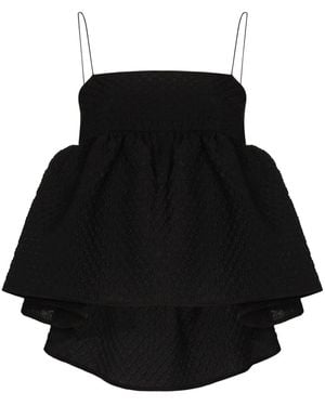 Cecilie Bahnsen Selena Ruffled Textured Top - Black