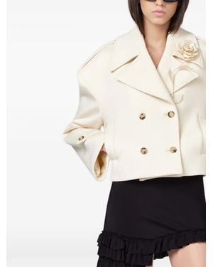 GIUSEPPE DI MORABITO Double-Breasted Floral-Detail Jacket - White