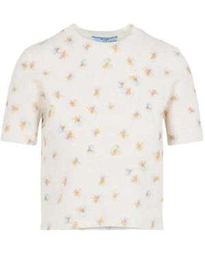 Prada T-Shirt mit Blumen-Print - Weiß