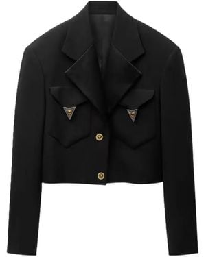 Versace Wool Crop Blazer - Black