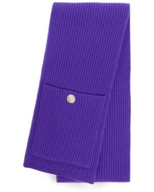 Sandro Ribbed-Knit Pocket Scarf - Purple