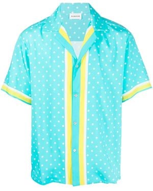 P.A.R.O.S.H. Polka-Dot Print Short-Sleeved Silk Shirt - Blue